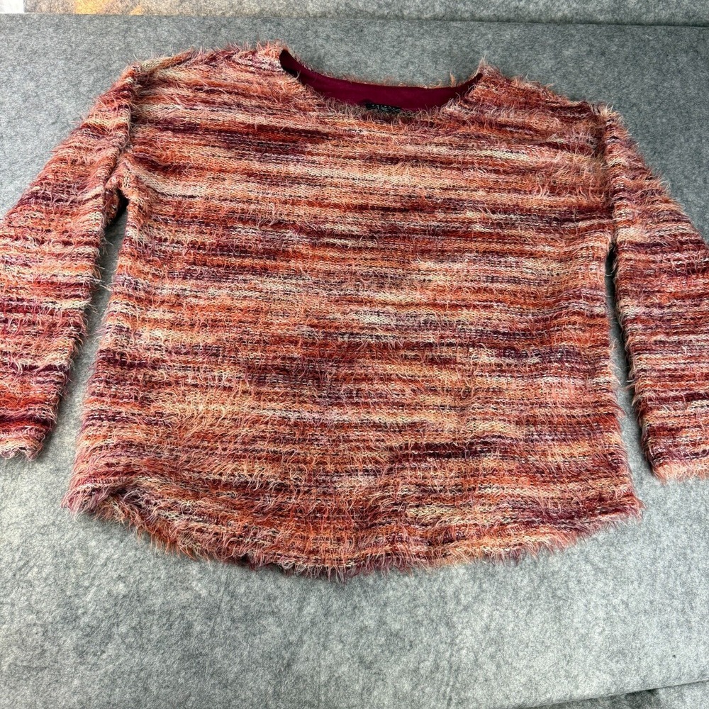 Tribal Multicolor‎ Eyelash Sweater XL Earth Tones Tan Rust Cream Fuzzy Soft